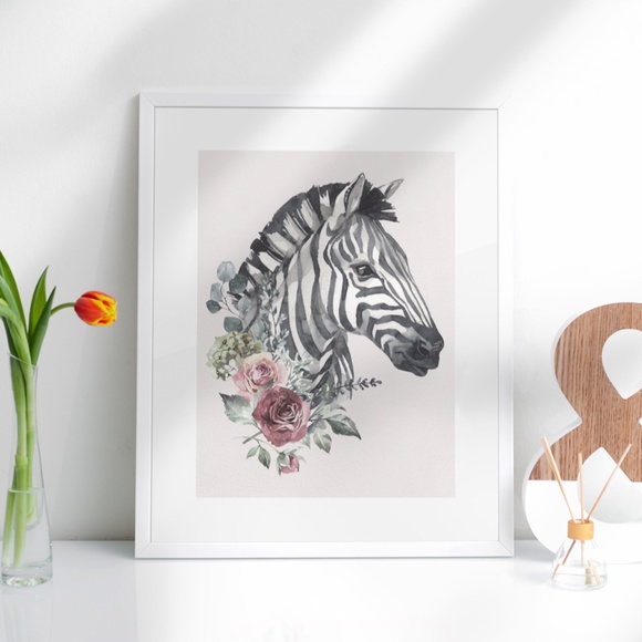 Watercolor Zebra Wall Art Poster Print UNFRAMED - Picture 5 of 17